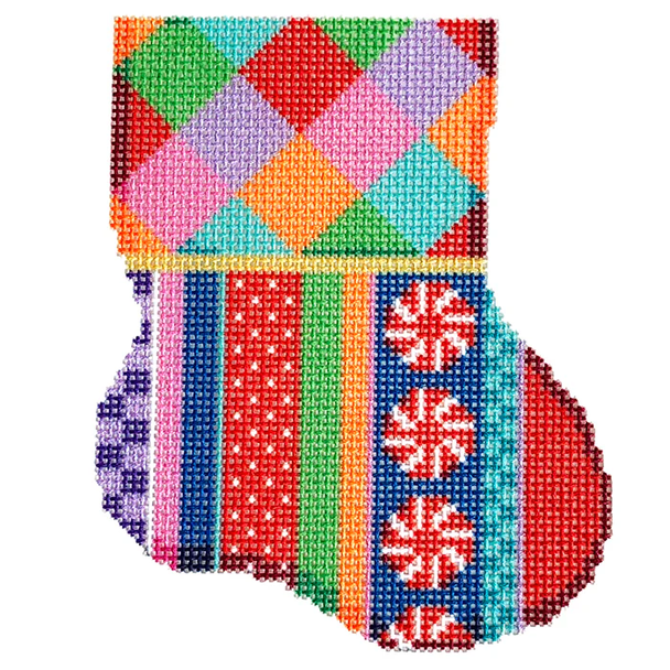 NTG TS358 Harlequin/Jolly Stripe Mini Sock 4.25" x 3.5" 18 Mesh Two Sisters Designs