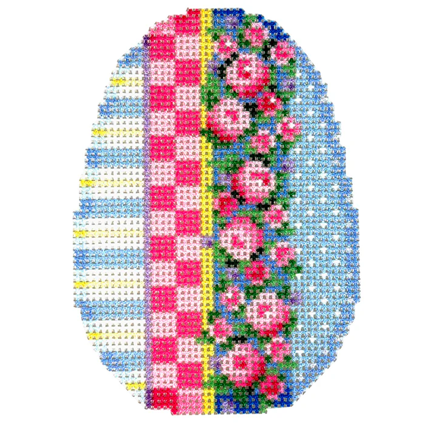 NTG TS673 - Rosebud Garland Patterns Egg 3.75" x 2.75" 18 Mesh Two Sisters Designs