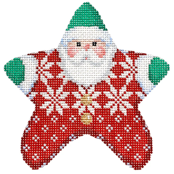 NTG TS375 Nordic Snowflake PJ Santa 4.25" x 4.25" 18 Mesh Two Sisters Designs