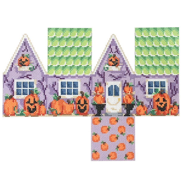 NTG TS395 Halloween Cottage 6" x 8" 18 Mesh Two Sisters Designs