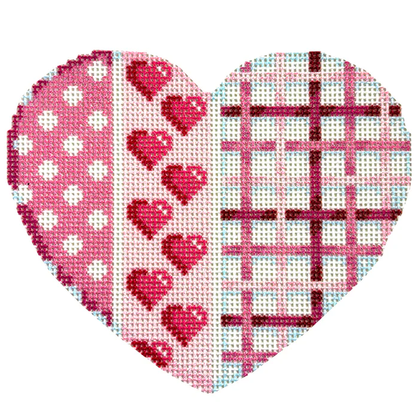 NTG TS462 - Dot/Heart/Woven Large Heart 4" x 4.5" 18 Mesh Two Sisters Designs