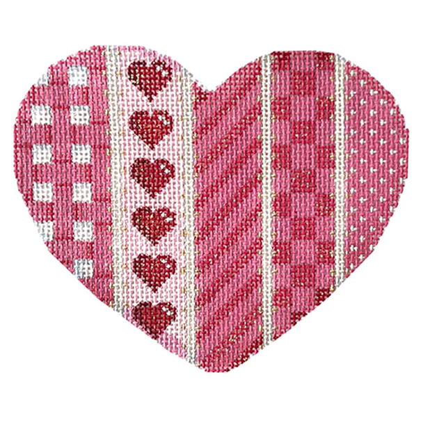 NTG TS536 - Woven/Hearts/Diagonal/Checks Large Heart 4" x 4.75"  18 Mesh Two Sisters Designs