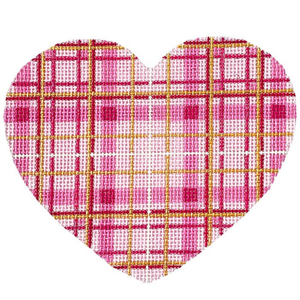 NTG TS543 - Pink Plaid Heart 4" x 4.75"  18 Mesh Two Sisters Designs