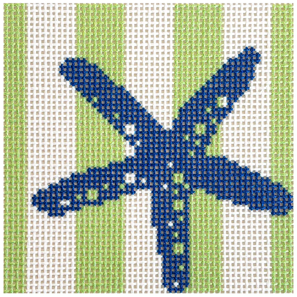 NTG TS779 - Starfish Stencil on Lime Coaster 4" Square 13 Mesh Two Sisters Designs