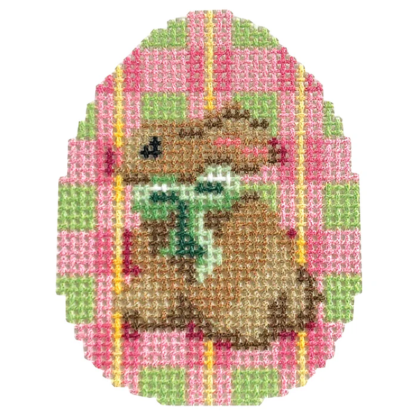 Tan Bunny/Pink Plaid Mini Egg 2.5" x 2" 18 Mesh Two Sisters Designs