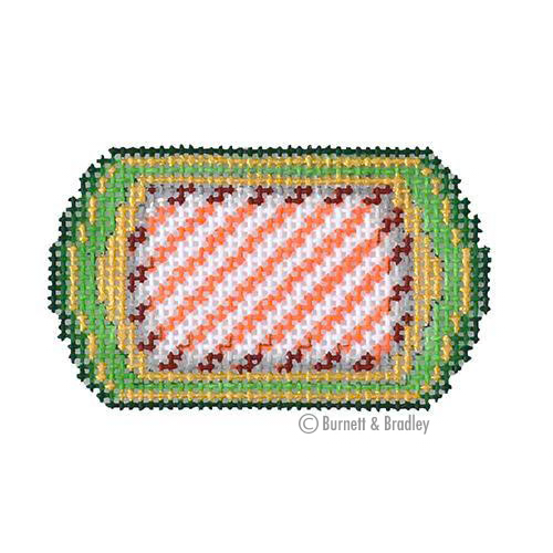 BB 3218 Santa Set #6 - Sleigh with Diagonal Red & White Stripes 2.5" x 1.5" 18 Mesh Burnett And Bradley