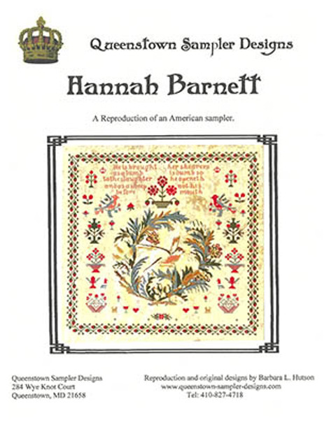 Hannah Barnett c.1850 - Pennsylvania 282w x 276h by Queenstown Sampler Designs 25-1272