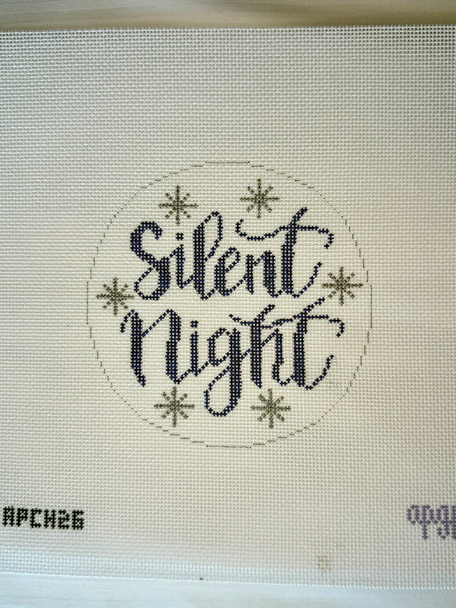 APCH26 - "Silent Night" 18 mesh – stitch painted 4.5" round A Poore Girl Paints