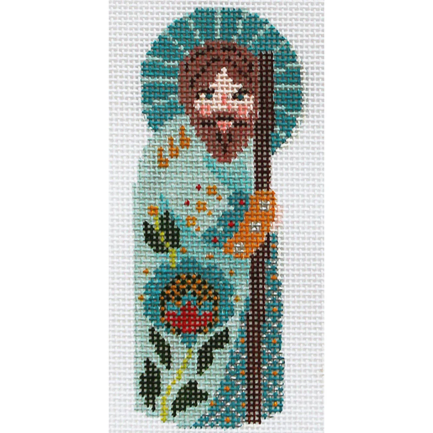 AC100-1 Nativity in Teal Joseph 2"x 4.5" 18 Mesh Abigail Cecile