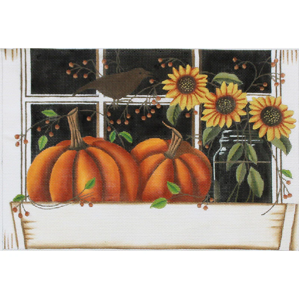 DS1133 WINDOWBOX - HARVEST 12 X 9 13 Mesh AMERICAN FOLK ARTIST - DIANNA SWARTZ