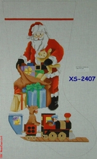 XS-2407 Santa with Train 13 Mesh 20" CBK Bettieray Designs