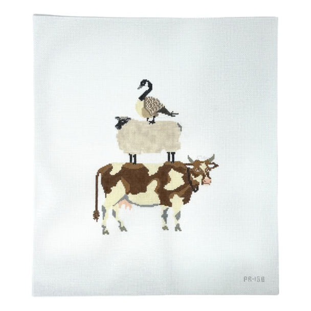 PR-168 COW SHEEP GOOSE Approx. 7" x 8" 18 Mesh Pip And Roo