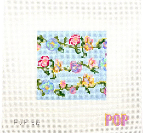 POP-56 BLUE VINE SQUARE 4.3" x 4.3" 13 Mesh POP NEEDLE ARTS