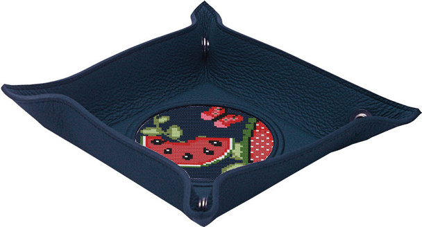Small Square Snap Tray BAG68B Lee's Needle Arts Leather BLUE 4" Square