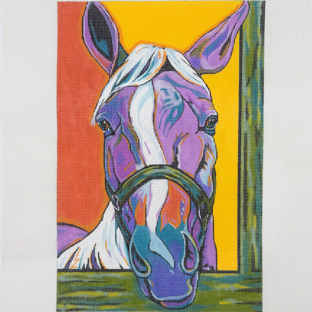 What a Face - BW341SE 8" x 12" on 18 Mesh Sally Evans Horse