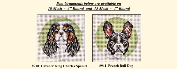#910 Cavalier King Charles 18 Mesh - 3" Round Needle Crossings