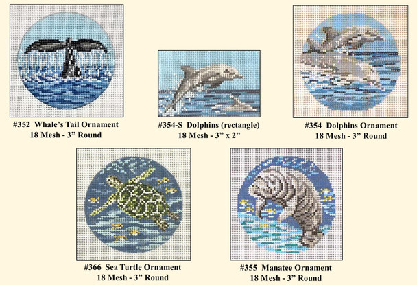 #352 Whale’s Tail Ornament 3" Round 18 Mesh Needle Crossings