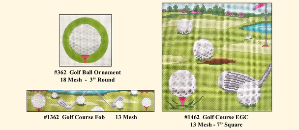 #362 Golf Ball Ornament 3" Round 18 Mesh Needle Crossings