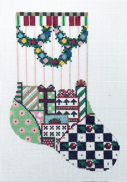 Christmas KPS 4 Christmas Stcoking-Swags and Gifts 7" x 5" 18 Mesh Kangaroo Paw Designs