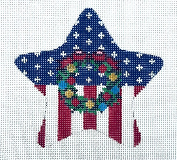 Christmas PS25 WAA Patriotic Star-Wreaths Across America 5" x 5" 13 Mesh Kangaroo Paw Designs
