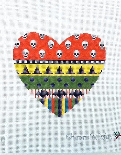 Halloween HH21 1 Halloween heart-Skulls at top 6 x 6 18 Mesh Kangaroo Paw Designs