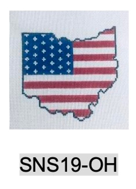 State Shape SNS19 OH Stars and Stripes-Ohio 3.75" x 4"18 Mesh Kangaroo Paw Designs