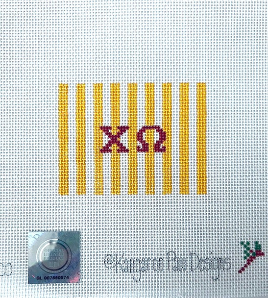 Sorority 1901 CO w/stripes-Chi Omega 2" x 3" 18 Mesh Officially Licensed Kangaroo Paw Designs