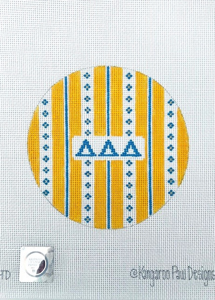 Sorority RS4 TD Retro Stripe Delta Delta Delta 4.75" Round 18 Mesh Officially Licensed Kangaroo Paw Designs