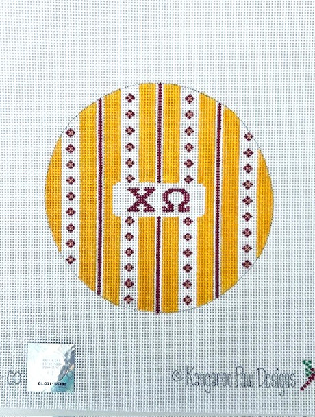 Sorority RS4 CO Retro Stripe Chi Omega 4.75" Round 18 Mesh Officially Licensed Kangaroo Paw Designs