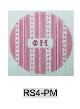 Sorority RS4 PM Retro Stripe Phi Mu 4.75" Round 18 Mesh Officially Licensed Kangaroo Paw Designs