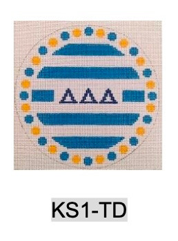 Sorority KS1 TD w/stripes and dots Delta Delta Delta 4.75" Round 18 Mesh Officially Licensed Kangaroo Paw Designs