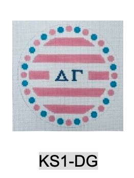 Sorority KS1 DG w/stripes and dots-Delta Gamma 4.75" Round 18 Mesh Officially Licensed Kangaroo Paw Designs