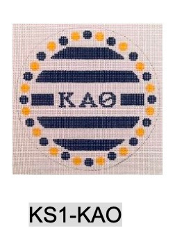 Sorority KS1 KAO w/stripes and dots-Kappa Alpha Theta 4.75" Round 18 Mesh Officially Licensed Kangaroo Paw Designs