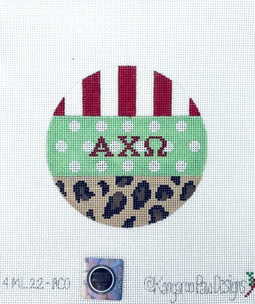 Sorority 4ML22 ACO multi leopard Alpha Chi Omega 4" Round 18 Mesh Officially Licensed Kangaroo Paw Designs