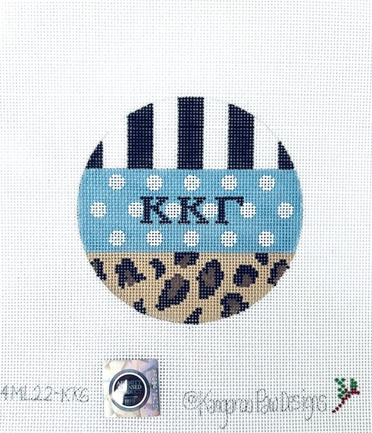 Sorority 4ML22 KKG multi leopard Kappa Kappa Gamma 4" Round 18 Mesh Officially Licensed Kangaroo Paw Designs