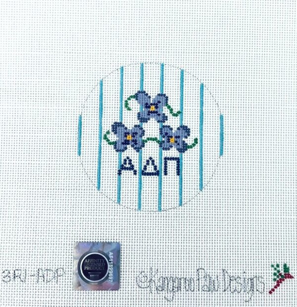 Sorority 3R1 ADP w/mascot-Alpha Delta Pi  3" Round 18 Mesh Officially Licensed Kangaroo Paw Designs