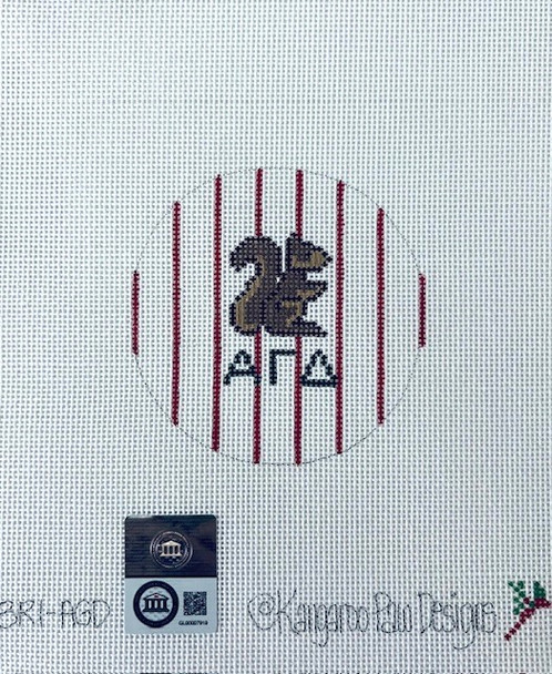 Sorority 3R1 AGD w/mascot-Alpha Gamma Delta 3" Round 18 Mesh Officially Licensed Kangaroo Paw Designs