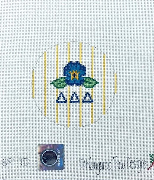 Sorority 3R1 TD w/mascot-Delta Delta Delta 3" Round 18 Mesh Officially Licensed Kangaroo Paw Designs