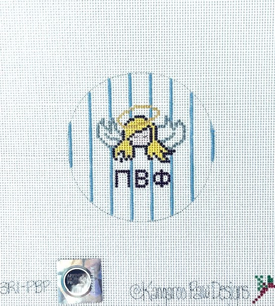 Sorority 3R1 PBP w/mascot-Pi Beta Phi 3" Round 18 Mesh Officially Licensed Kangaroo Paw Designs