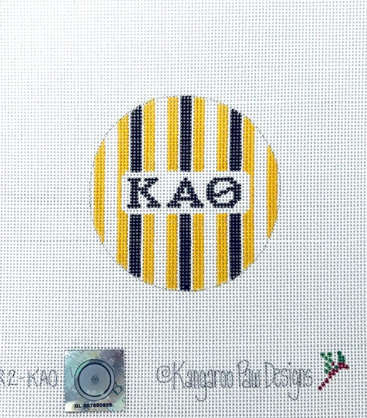 Sorority 3R2 KAO w/stripes-Kappa Alpha Theta 3" Round 18 Mesh Officially Licensed Kangaroo Paw Designs