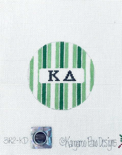 Sorority 3R2 KD w/stripes-Kappa Delta 3" Round 18 Mesh Officially Licensed Kangaroo Paw Designs