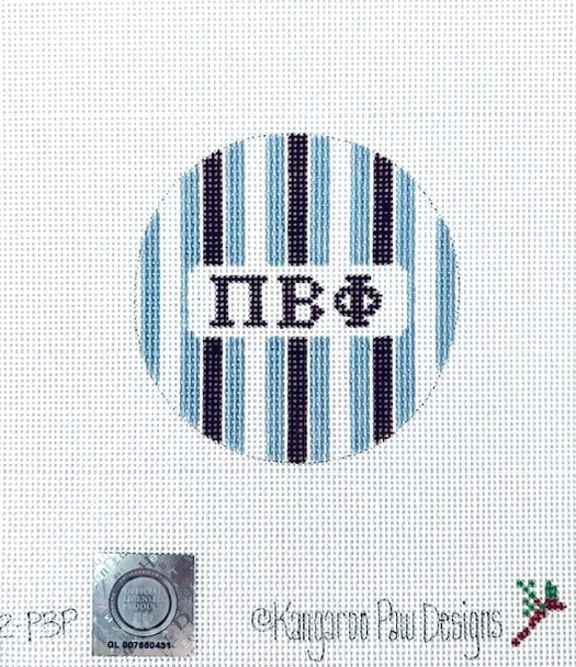 Sorority 3R2 PBP w/stripes-Pi Beta Phi 3" Round 18 Mesh Officially Licensed Kangaroo Paw Designs