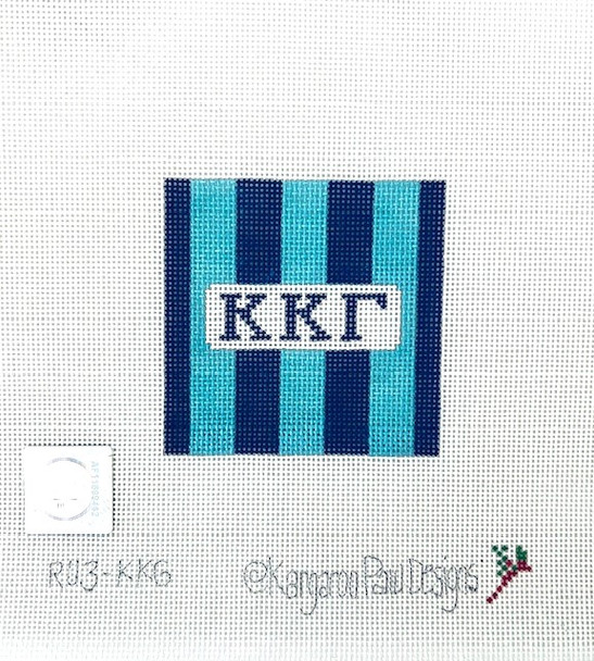 Sorority RU3 KKG rugby stripe Kappa Kappa Gamma  3" Square 18 Mesh Officially Licensed Kangaroo Paw Designs