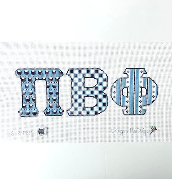 Sorority GL2 PBP multi pattern letters-Pi Beta Phi 4.25" x 13" 13 Mesh Officially Licensed Kangaroo Paw Designs