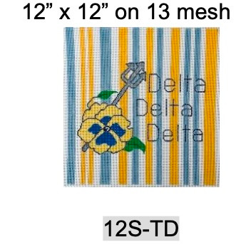 Sorority 12S TD w/mascot & name-Delta Delta Delta 12" x 12" 13 Mesh Officially Licensed Kangaroo Paw Designs