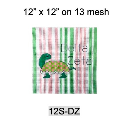 Sorority 12S DZ w/mascot & name Delta Zeta 12" x 12" 13 Mesh Officially Licensed Kangaroo Paw Designs