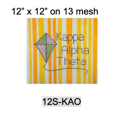 Sorority 12S KAO w/mascot & name Kappa Alpha Theta 12" x 12" 13 Mesh Officially Licensed Kangaroo Paw Designs