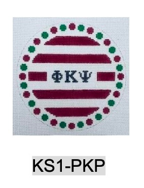 Fraternity KS1 PKP w/dots and stripes Phi Kappa Psi 4.5" Round 18 Mesh Officially Licensed Kangaroo Paw Designs