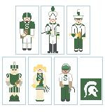 CO2033 Michigan State Cheerleader 1.5 x 3 18 Mesh Kathy Schenkel Designs