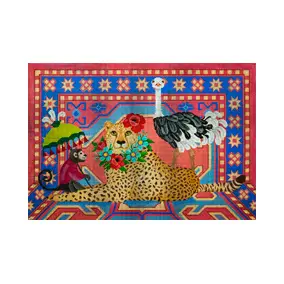 Animal A264 Jaguar, Ostrich and Monkey 18 Mesh JP Needlepoint